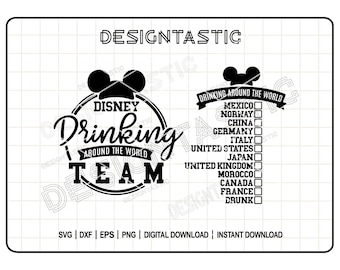 Dricka runt om i världen Svg, Resa, Semester, Familje Svg, Musöron PNG, Bästa dagen någonsin klippfil, Cricut Png Sublimering