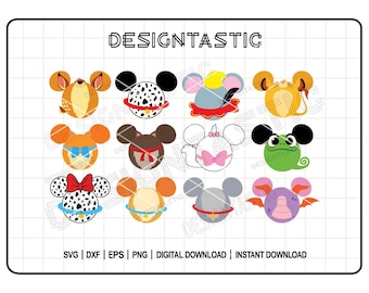 Classic Animals Mouse Ears Bundle SVG | Tales | Timothy Svg | Pascal Ears Svg | Dalmatian Svg | Figment Ears Svg | Cut File For Cricut SVG