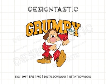 SVG de gruñón, SVG de Blancanieves y los siete enanitos, diseño de sublimación, diseño de camiseta de gruñón divertido PNG, descarga digital
