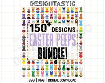 Easter Peeps BUNDLE SVG, 150 Bunny Peep Designs, Marshmallow Bunny Peep, Superheroes, Villains, Sublimation Png, Cut File Cricut