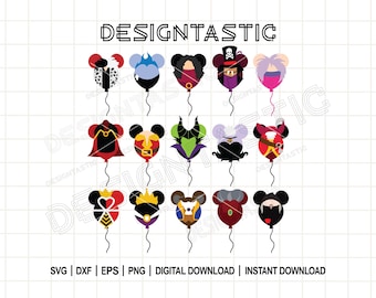 Villain Balloon SVG Bundle, Cute Characters Inspired SVG, Jafar, Hades, Evil Queen Svg, Silhouette Cut File, Cut File For Cricut SVG