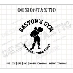 Gaston Gym SVG, Ho bicipiti da vendere, La bella e la bestia SVG, Silhouette dei cattivi, Design per magliette, File di taglio per Cricut Silhouette