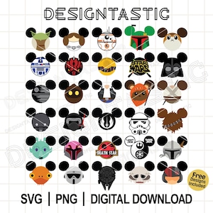 Star Wars Mouse Ears Bundle SVG - Yoda, Baby Yoda, Darth Vader Mouse Head - Star Wars Cut Files for Cricut & Silhouette