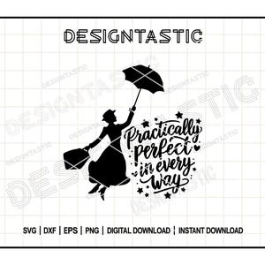 Vrijwel perfect in elk opzicht citeer Svg, magische citaten Svg, Mary Poppins Stickers Clipart, gesneden bestand voor Cricut silhouet