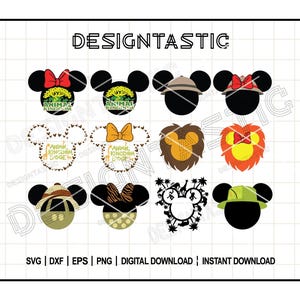 Mouse Safari Ears Hat Bundle SVG, Animal Kingdom Ears Svg, Matching Family Safari Svg, Safari Hat Svg, Cut File For Cricut Silhouette