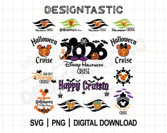 Cruise Halloween Bundle Bundle SVG, Mouse Ears, Halloween Cruise Svg, Halloween Cruise Flag Svg, Mouse Pumpkin, Svg Cut File For Cricut