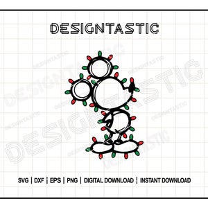 Silhouette di topo con luci di Natale in formato SVG, adorabili disegni natalizi, ideali per magliette e regali artigianali