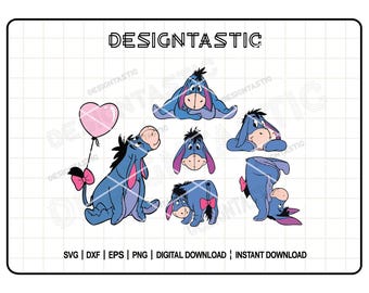 Eeyore Cliparts Bundle SVG, Eeyore cartoon character, Eeyore clipart set, Winnie the Pooh png, Cut File For Cricut Silhouette