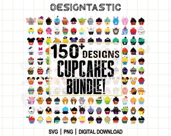 Ultimate Cupcakes Collection SVG Bundle, 150+ Designs Cut Files, Princess Cupcakes Pack Cricut, Toy Story Cupcakes PNG