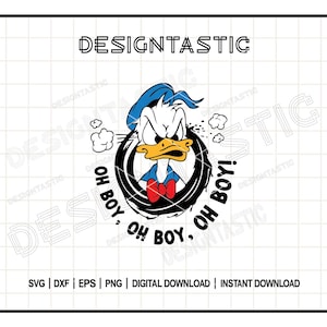 怒っているドナルド SVG、Oh Boy SVG、面白い漫画、怒っている面白いドナルド PNG、Cricut シルエットのカット ファイル