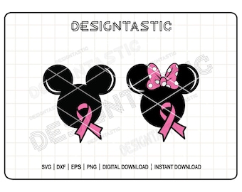 Breast Cancer SVG | Mouse Ears Ribbon SVG | Pink Ribbon Cut File | Cancer Shirt SVG | Cricut Download | Fight Cancer Clipart