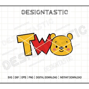 2nd Birthday Pooh, Winnie the Pooh Birthday, Two, Family Birthday Boy Svg, Cute Character Birthday, Happy Birthday, Bear Png, SVG FILES