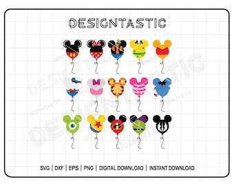 Mouse Balloon SVG Bundle, Cute Characters Inspired SVG, Balloon Svg, Winnie Svg, Eeyore Svg, Silhouette Cut File, Cut File For Cricut SVG