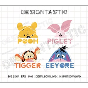 Paquete de citas de Bear Peek A Boo Svg, Eeyore Svg, Bear Winnie Svg, Tigger Svg, Pooh Png, archivos de corte para Cricut, perfectos para tus manualidades