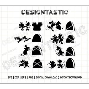 Muizen BUNDEL Svg, muisgat silhouet PNG, muizen met sleutel, 8 ontwerpen inbegrepen, plint svg, muisgat svg, bestand knippen voor Cricut silhouet
