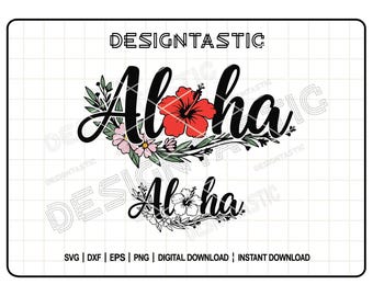 Clipart de flor de hibisco Aloha SVG, vibrações de praia havaianas PNG, arquivos de corte Cricut de verão, férias tropicais a laser, design de sublimação