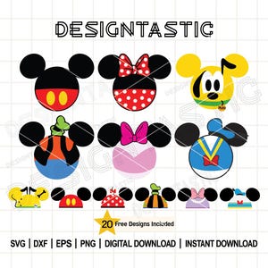 Mouse Friends Ears Svg BUNDLE, Mouse Head Png, Mouse Ear SVG, Mouse Head, Dog Svg, Duck Svg, Friends Svg, SVG Cricut Silhouette