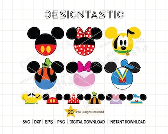 Mouse Friends Ears Svg BUNDLE, Mouse Head Png, Mouse Ear SVG, Mouse Head, Dog Svg, Duck Svg, Friends Svg, SVG Cricut Silhouette
