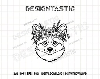 Perro Corgi floral (SVG), clipart de perrito lindo, archivo recortado de perros con flores para bodas, camiseta de mamá perro (PNG), plantilla de papá perro, amante de los animales (PNG), mascota (JPG)