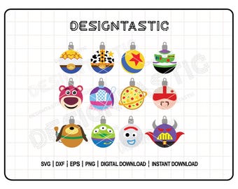 Toy Story-ornament SVG-paket, julgranskulor, DIY-klippfiler för Cricut