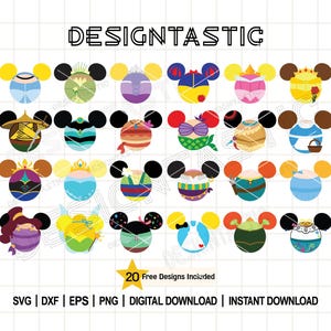 Princess Mouse Ears SVG-bundel - 24 Disney Princess Cut-bestanden voor Cricut & Silhouette Crafts