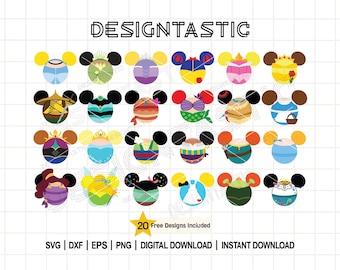 Princess Mouse Ears SVG Bundle - 24 Disney Princess Cut Files for Cricut & Silhouette Crafts