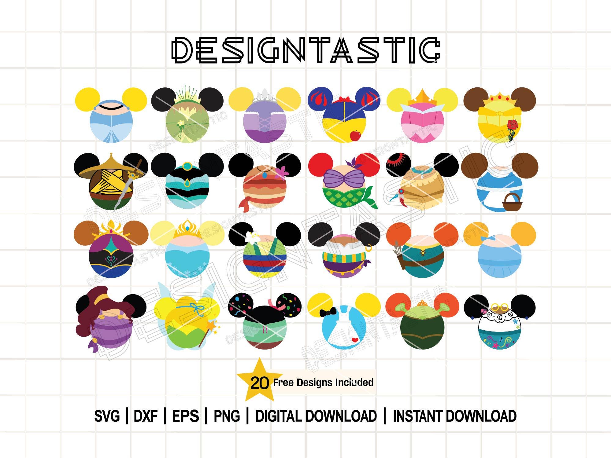 Princess Mouse Ears SVG Bundle - 24 Disney Princess Cut Files for Cricut & Silhouette Crafts