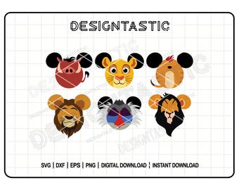 Lion King Ears Bundle SVG, Simba Ears Svg, Pumba Ears Svg, Timon Ears Svg, Cut File For Cricut SVG
