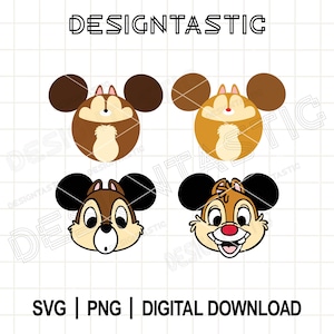 Chip and Dale Ears Bundle SVG, Squirrel Svg, Mouse Head Ears Svg, Inspired Characters Svg, Ears Svg, Cut Files For Cricut Silhouette