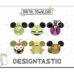 Prinzessin Maus Ohren Bundle SVG, Tiana Ohren SVG, Die Frosch Ohren SVG, Prinz Naveen Ohren SVG, Schnittdatei für Cricut SVG