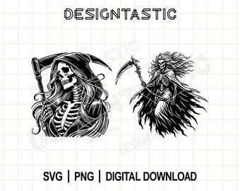 Female Grim Reaper, Gothic Grim Reaper Clipart PNG, Fantasy Gothic clipart, Death Clipart, Cut Files Cricut Silhouette