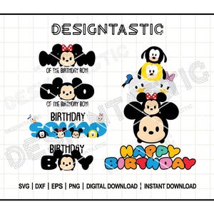 Muis Tsum Tsum bundel SVG, muis oren Svg, muis vader png, muis moeder png, png voor sublimatie, verjaardag silhouet & Cricut gesneden bestanden