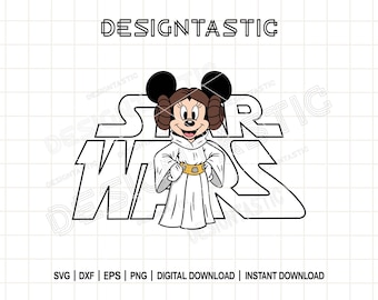 Maus Jedi svg, Mausohren svg, Prinzessin Leia, Star Wars, Magical Kingdom svg, Cartoon svg, digitaler Download, Cut File, Cricut