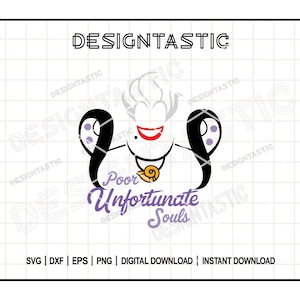Poor Unfortunate Soul SVG, Villain PNG, Ursula, Quote SVG, Villain Silhouette, Tshirt Design, Cut Files For Cricut, Sihouette Cut File