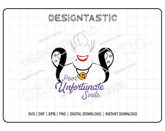 Poor Unfortunate Soul SVG, Villain PNG, Ursula, Quote SVG, Villain Silhouette, Tshirt Design, Cut Files For Cricut, Sihouette Cut File