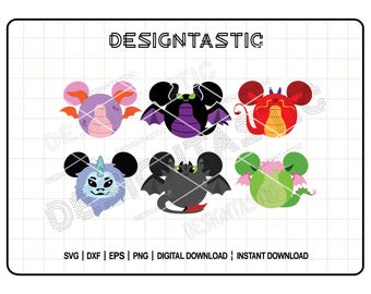 Dragons Ears Bundle SVG, Maleficent Dragon Svg, Mushu Ears, Figment Ears Svg, Sisu Dragon, Cut File For Cricut SVG
