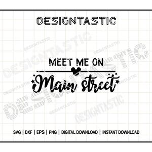 Meet Me on Main Street SVG, Design de orelhas de rato para Cricut, ideal para artesanato de viagem mágica e presentes da Disney