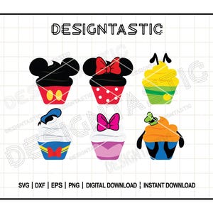 Paquete de cupcakes de amigos de ratón SVG, snack svg, cumpleaños svg, sweeties svg, cupcakes clip art, archivo de corte SVG para Cricut