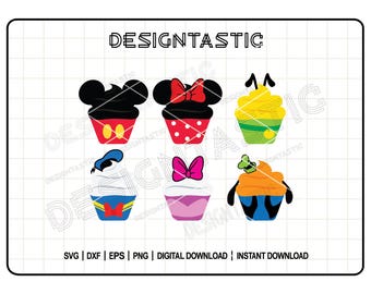 Paquete de cupcakes Mouse Friends SVG, bocadillos SVG, cumpleaños SVG, dulces SVG, clip art de cupcakes, archivo de corte SVG para Cricut