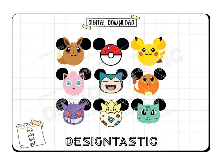 Popular Characters Ears Bundle SVG, Dragon Mouse Head Svg, Pika Ears Svg, Magical Mouse Ears Svg, SVG Cut File For Cricut