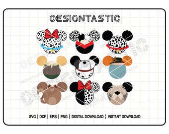 Paquete de orejas de dálmata en formato SVG, orejas de Cruella en PNG, orejas de Dog Friends, orejas de Perdita, perro Pongo, imágenes prediseñadas de parches en PNG, diseños para Cricut y Silhouette