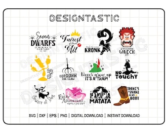 Paquete de citas mágicas en formato SVG, citas divertidas en SVG, citas de películas en SVG, creando recuerdos mágicos en SVG, personajes en SVG, archivo de corte para Cricut