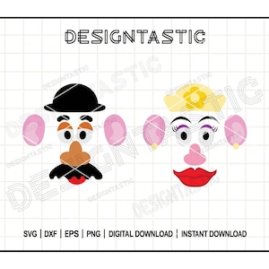 Mr y Mrs Potato Head Bundle SVG, Cara de cabeza de patata Svg, Juguetes, Pareja de cabeza de patata Svg, Pareja de cabeza de patata Png, Archivo de corte SVG para Cricut