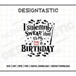 Création personnalisée de Svg, anniversaire SVG, baguette magique Svg, sorcier, conception d'anniversaire personnalisée, fichier de coupe pour la silhouette Cricut