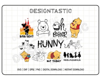 Pooh SVG-Bundle, Baby Pooh Clipart, Bären-Svg, Pooh und Freunde PNG, Honigbär Png, Hunny svg, Schnittdateien für Cricut, perfekt für Ihr Kunsthandwerk