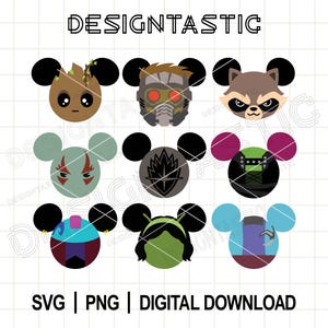 Guardians Galaxy Ears Bundle Svg, Rocket Mouse Ears Png, Mouse Head Cut Files, Tshirt Design Svg, Cut File For Cricut Silhouette