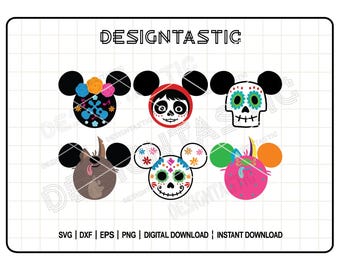 Coco Mouse Ears Bundle SVG, Remember Me Svg, Halloween Svg, Poco Loco Svg, Love Ones Svg, Dante Ears, Dante Alebrije, Cut File For Cricut