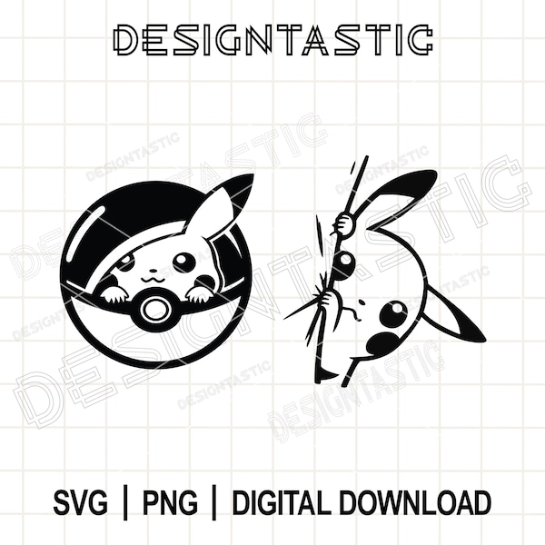 Pikachu asomado SVG, Pikachu asomado SVG, Calcomanía de Pokémon SVG, Clipart de silueta, Archivo de corte para Cricut, Silueta