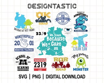 Paquete SVG de Monsters Inc., SVG de OK, SVG de Mike, SVG de Monsters Frat, SVG de MU, SVG de Monsters Sulley, ideal para Cricut Silhouette