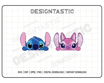 Stitch asomándose SVG, Ángel asomándose SVG, Stitch SVG, Lilo y Stitch PNG, Archivo de corte para Cricut, Silhouette